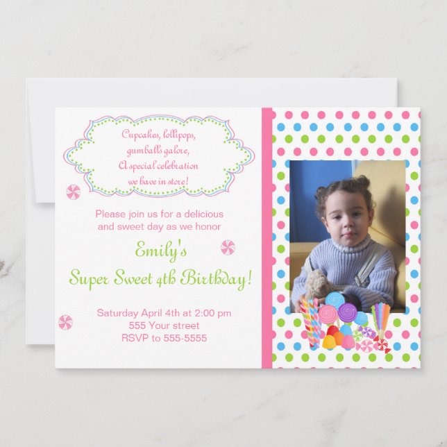 Invitation douce de photo d'anniversaire de (Devant)