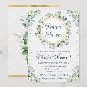 Invitation Douce eau toilette de mariage au eucalyptus