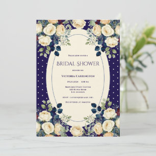 Invitation Douce et élégante douche de mariée florale à pois
