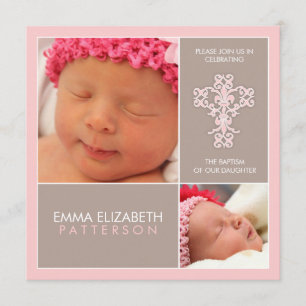 Invitation douce et moderne de bébé de baptême