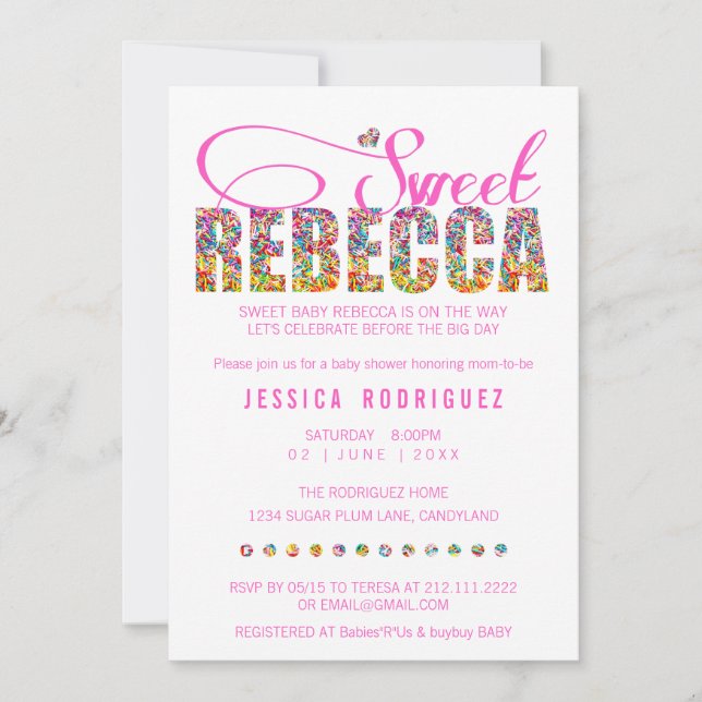 Invitation douce FAITE SUR COMMANDE de baby shower (Devant)