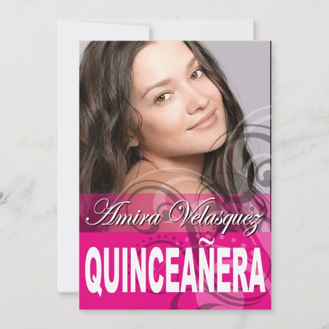 Invitation Douce fête d'anniversaire photo Quinceañera (Devant)