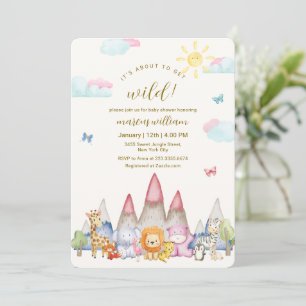 Invitation Douce Fête de Bébé Animaux de Safari Sauvages Colo