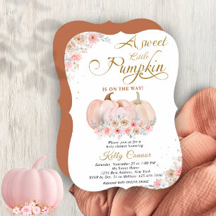 Invitation Douce Fête de Bébé Florale Citrouille