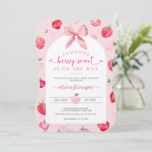 Invitation Douce Fête de Bébé Rose Fraise Sucrée