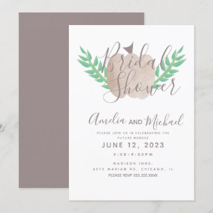 Invitation Douce Fête de Mariage Citrouille Brun Beige Verdur