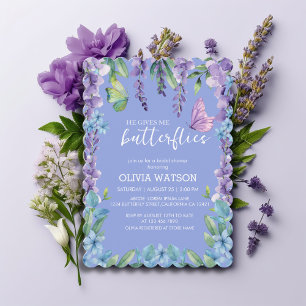 Invitation Douce Fête de Mariage Florale avec Papillons