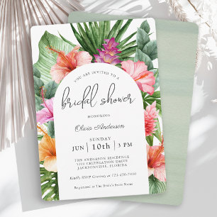 Invitation Douce Fête de Mariage Florale Tropicale et Luau