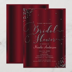 Invitation Douce Fête de Mariage Rouge Gras & Coins Confetti