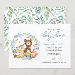 Invitation Douce Fête de Naissance Animaux de la Forêt