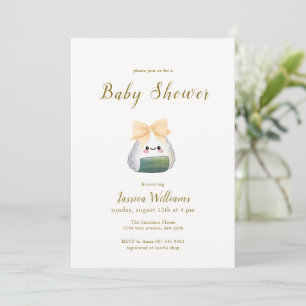 Invitation Douce Fête de Naissance Bébé Watercolor Bow Onigir
