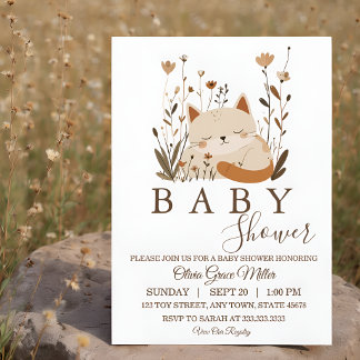 Invitation Douce Fête de Naissance Bohème Florale avec un Pet