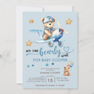 Invitation Douce Fête de Naissance de Garçon   Ours en Peluch