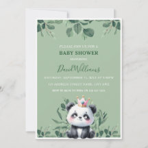 Douce Fête de Naissance Panda avec Feuillage Vert