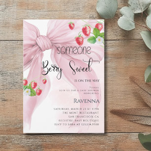 Invitation Douce Fête de Naissance Rose Préparée aux Fruits R
