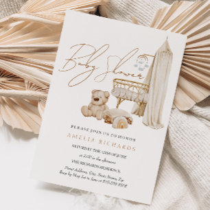 Invitation Douce Fête Prénatale Bohème Bleue