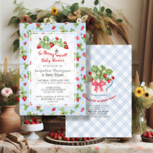 Invitation Douce Fête Rose Gingham Garçon Baby Shower