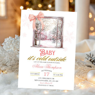 Invitation Douce Fille de la Fête Prénatale Rose Pâle sous la