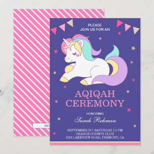 Invitation Douce Fille Licorne Aqiqah