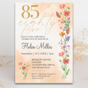 Invitation Douce Fleur Sauvage 85e Anniversaire Pour Elle - 8