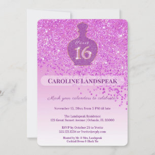 Invitation Douce fragrance Blush 16 Ruban rose pailleté