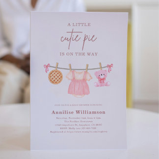 Invitation Douce Friandise Linge Rose Baby Shower