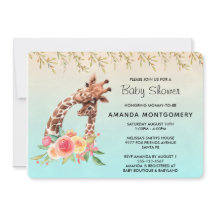 Douce Girafe Aquarelle Maman et Bébé Baby Shower