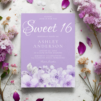 Invitation Douce Lavande Violette Anniversaire Sweet 16 