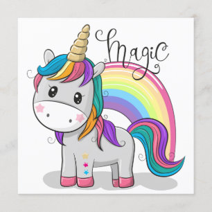 Invitation Douce licorne avec de grands yeux