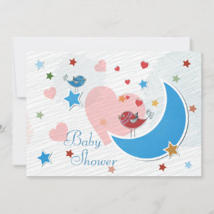 Invitation Douce Lune et Étoiles Baby Shower