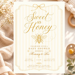 Invitation Douce Maman Abeille Baby Shower Vintage Neutre