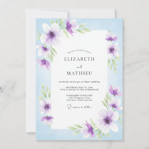 Invitation Douce Mariage Pétale de Pervenche Lavande
