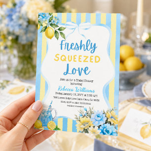 Invitation Douce Mariée Blue Bow Lemon Bridal Shower