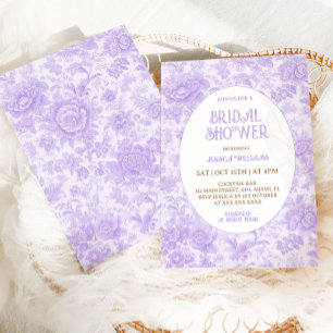 Invitation Douce Mariée Fleurie Chinoiserie Violette