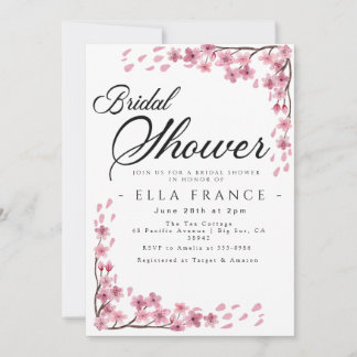Invitation Douce Mariée Fleurs Aquarelle Rose 