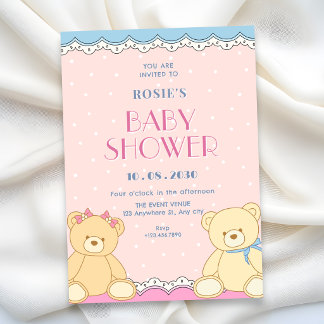 Invitation Douce ours fête de naissance