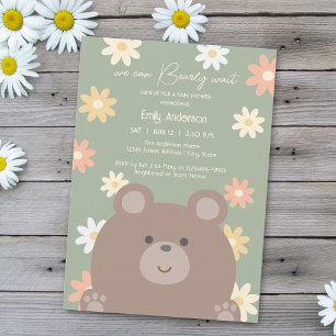 Invitation Douce Ourse en Peluche Fête de Bébé Mixte