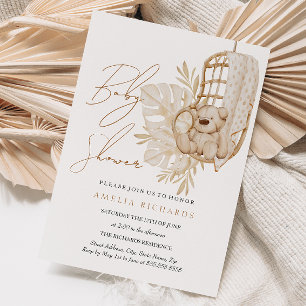 Invitation Douce Ourson Bohème Fête de Naissance Neutre