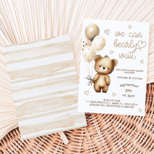 Invitation Douce Ourson Fête de Naissance Bébé Neutre 