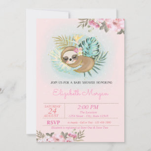 Invitation Douce Paresseuse Fleurs Baby Shower 