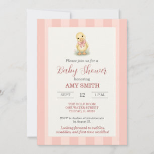 Invitation Douce petite caneton rose blush bébé