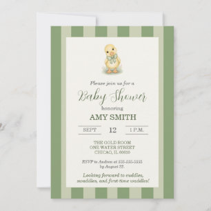 Invitation Douce petite caneton Sage Vert Baby Shower