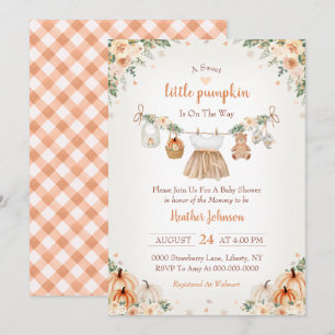Invitation Douce petite citrouille Fête prénatale de bébé d'a