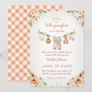 Invitation Douce petite citrouille Fête prénatale de bébé d'a