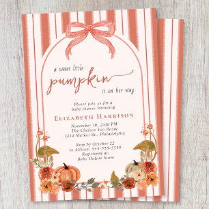 Invitation Douce Petite Citrouille Fille de Bébé Fête de Nais