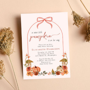 Invitation Douce Petite Citrouille Fille de Bébé Fête de Nais