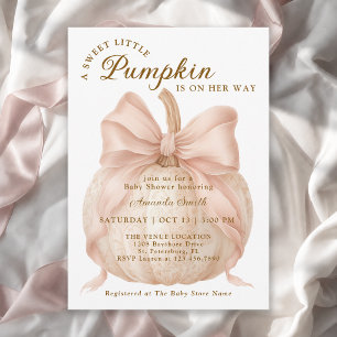 Invitation Douce petite citrouille noeud bébé Shower