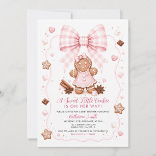 Invitation Douce Petite Fête de Bébé au Pain d'Épice Rose