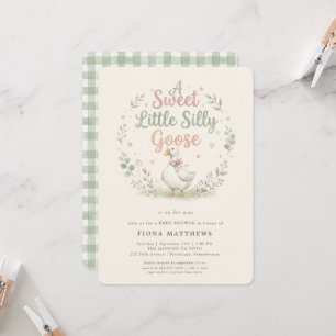 Invitation Douce petite fête de bébé Goose Sage Gingham 