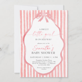Invitation Douce Petite Fille Coquette Rose Naissance Bébé Fi